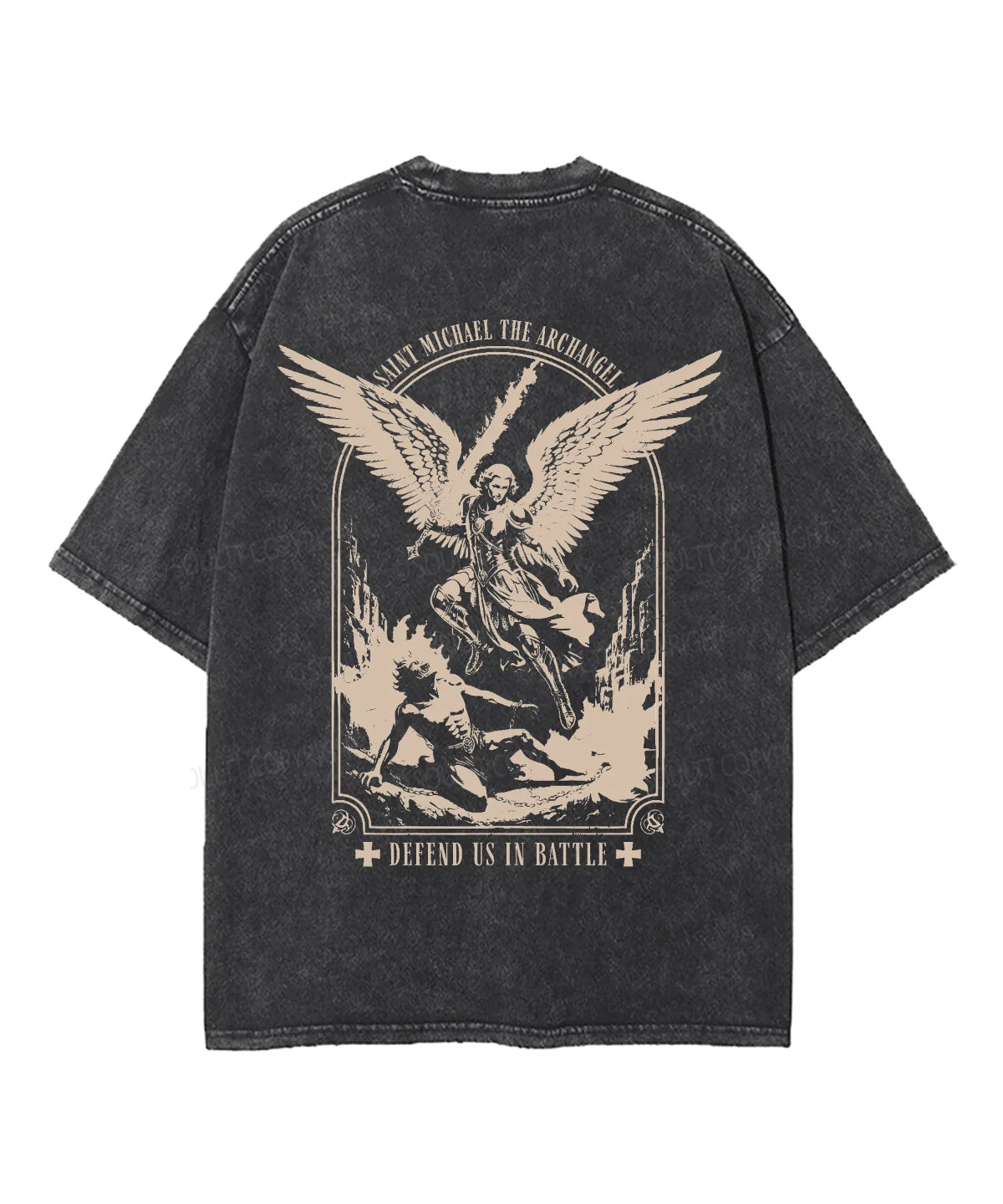 Saint Michael The Archangel Double Sided Unisex Washed Christian T-shirt