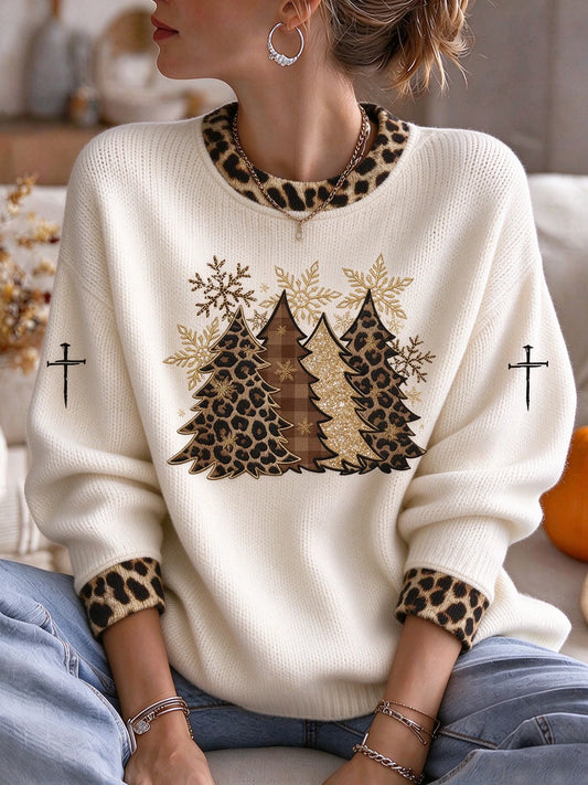 Women's Christmas Print Casual Knit Top
