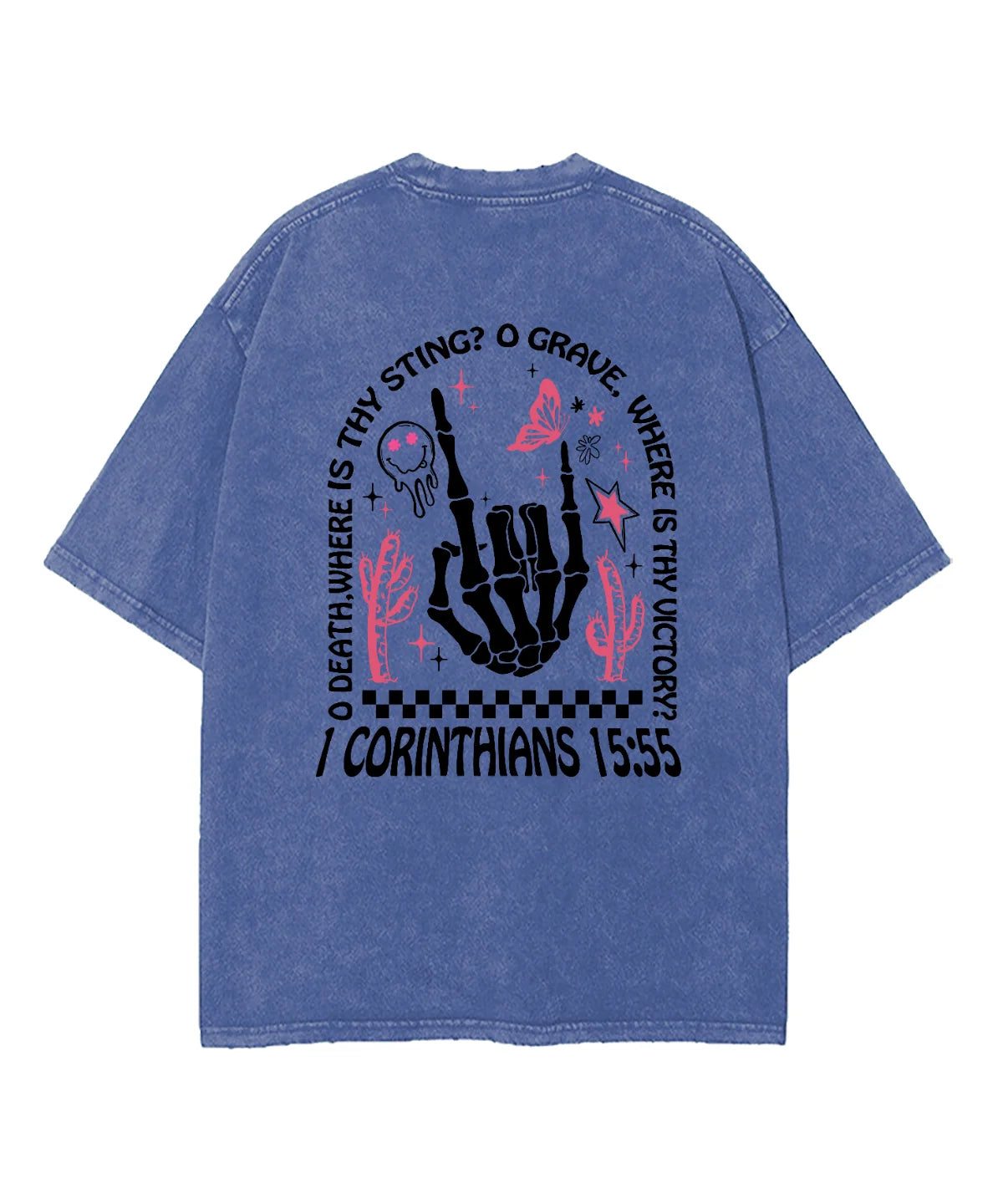 O Death Where Is Thy Sting Double Sided Washed Christian T-shirt