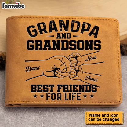 Personalized Gift For Grandpa, Grandson Friends For Life Leather Wallet 37951