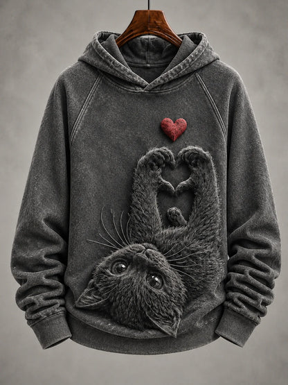 Women's Vintage Cat Print Hoodie