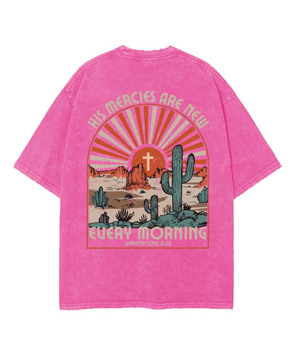 His Mercies Are New Double Sided Washed Christian T-shirt