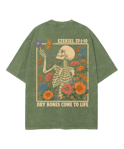 Dry Bones Come To Life Double Sided Unisex Washed Christian T-shirt