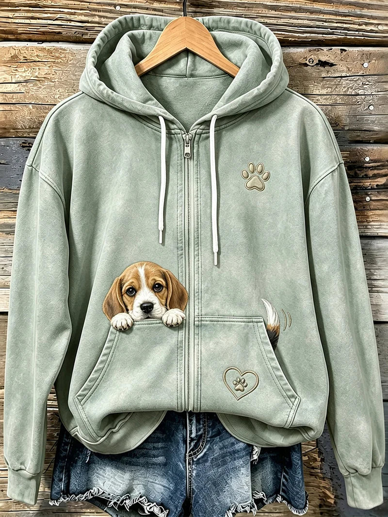 Women's Vintage Animal Print Hoodie
