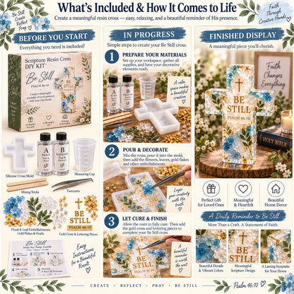 ✝️Psalm 46:10 - Be Still Scripture Resin Cross DIY Kit 