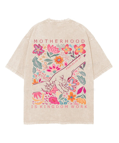 Motherhood Is Kingdom Work Double Sided Unisex Washed Christian T-shirt