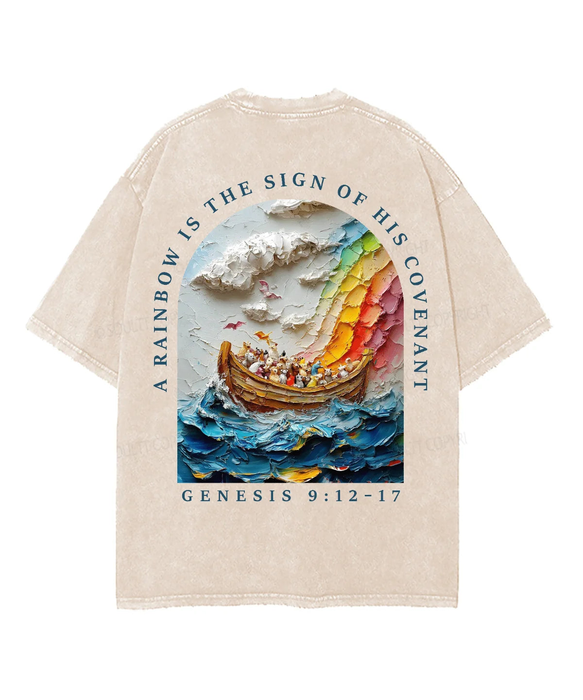 A Rainbow Is The Sign Double Sided Unisex Washed Christian T-shirt