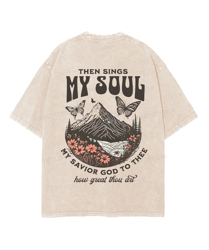 Then Sings My Soul Double Sided Unisex Washed Christian T-shirt