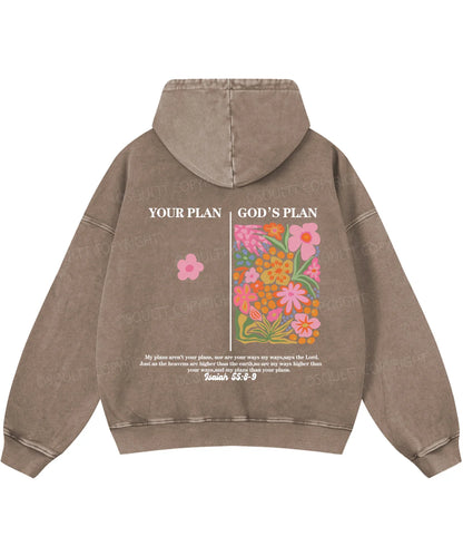 Your Plan God's Plan Double Sided Washed Christian Hoodie