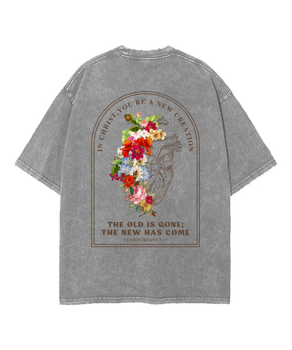 You're A New Creation Double Sided Washed Christian T-shirt