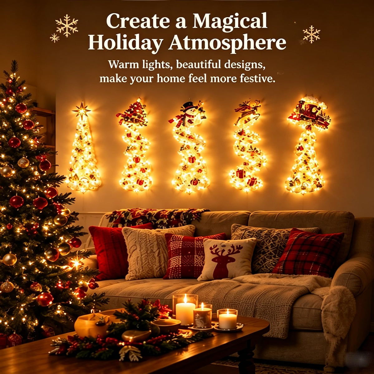 Christmas Magic Trail Wall Light – Warm White LED Holiday Wall Decor