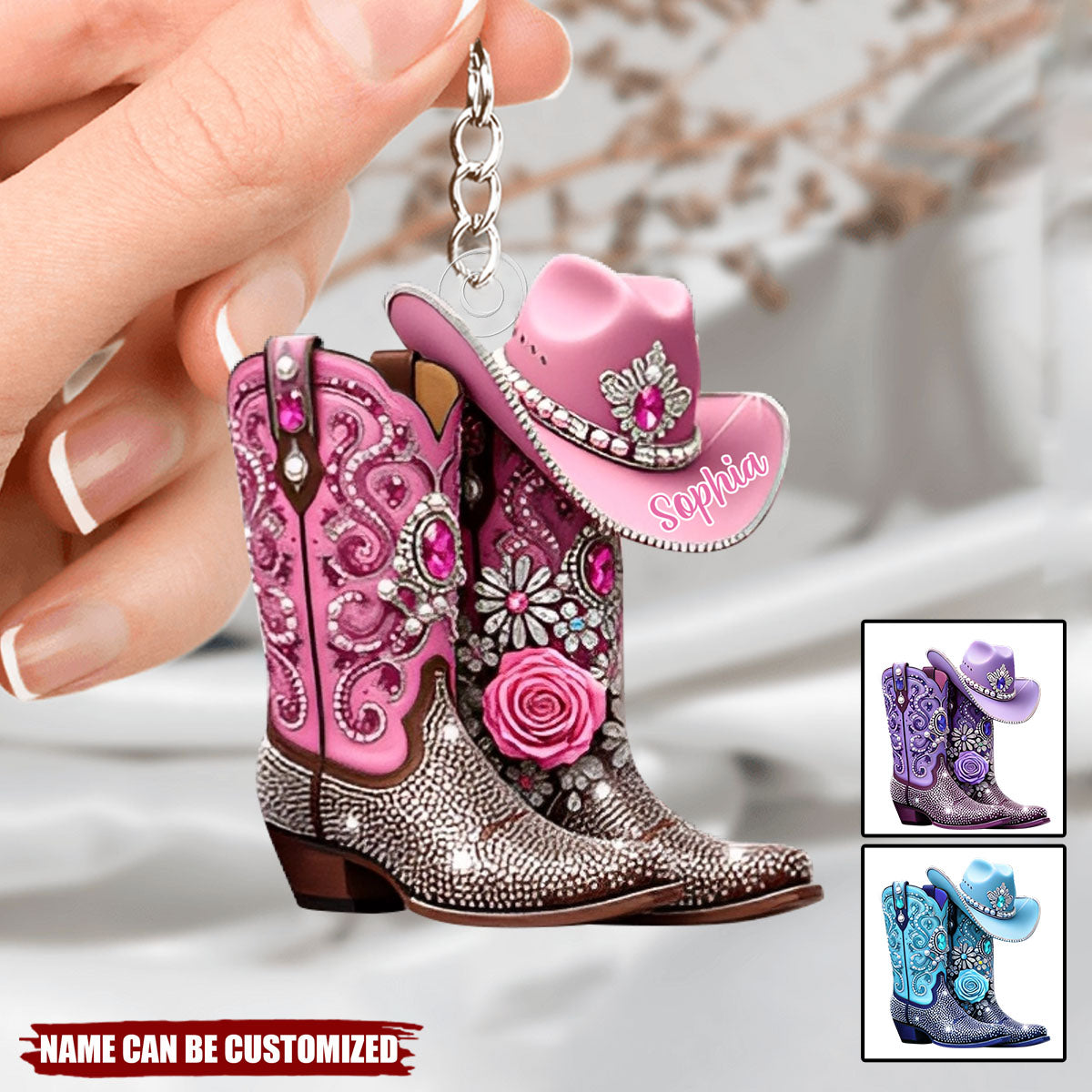 Cowgirl Boots - Personalized Acrylic Keychain - 1