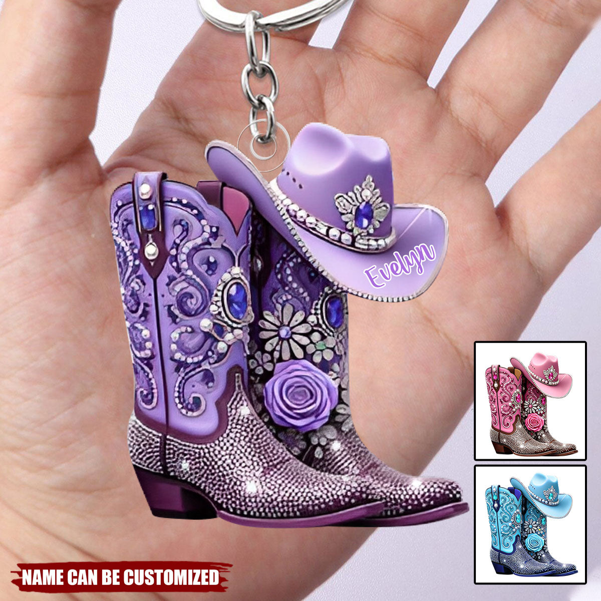 Cowgirl Boots - Personalized Acrylic Keychain - 2