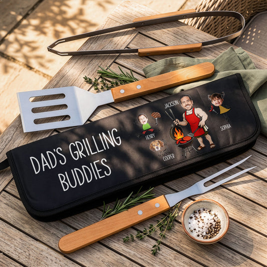 Dad's Grilling Buddies Gifts For Dad, Husband - Personalized BBQ Tool Set - 1