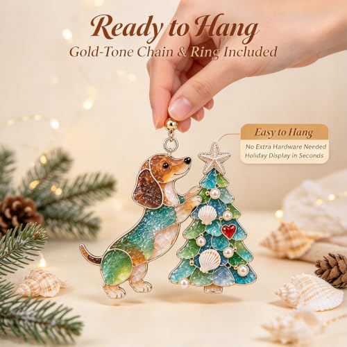 Coastal Dachshund Christmas Ornament – Sea Glass Dog Lover Decor | 2/$29.99 · 3/$39.99