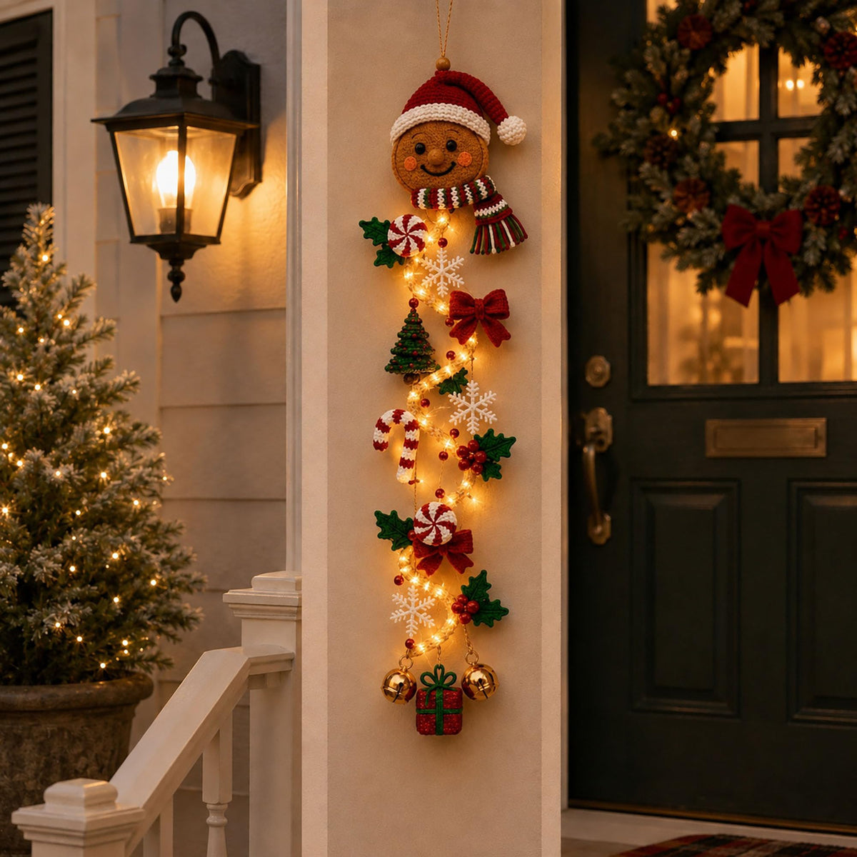 Glowing Christmas Door Hanger – Warm LED Holiday Wall Decor
