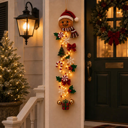 Glowing Christmas Door Hanger – Warm LED Holiday Wall Decor