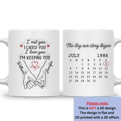 I Met You I Liked You I Love You - Personalized Coffee Mug