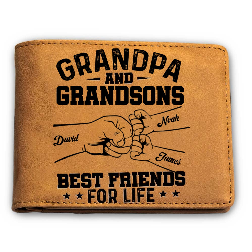 Personalized Gift For Grandpa, Grandson Friends For Life Leather Wallet 37951