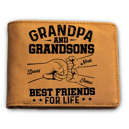 Personalized Gift For Grandpa, Grandson Friends For Life Leather Wallet 37951