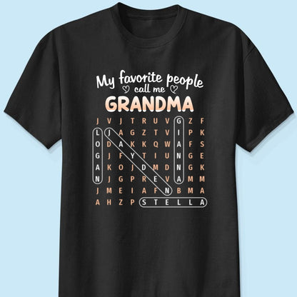 Favorite People Call Me Grandma Word Search Puzzle - Personalized Shirt - Mother's Day Gift For Grandma