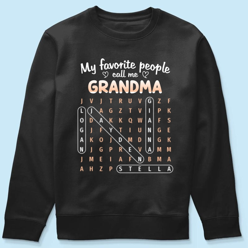 Favorite People Call Me Grandma Word Search Puzzle - Personalized Shirt - Mother's Day Gift For Grandma