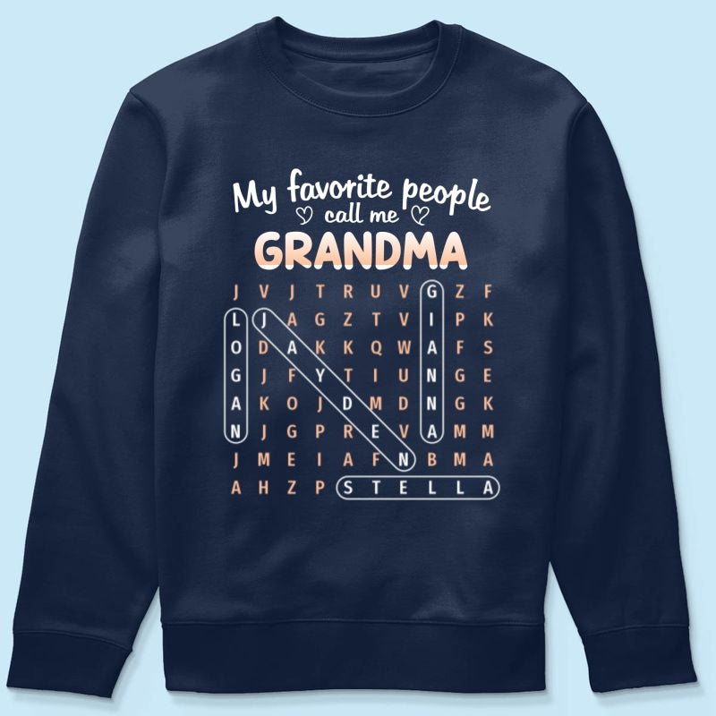 Favorite People Call Me Grandma Word Search Puzzle - Personalized Shirt - Mother's Day Gift For Grandma