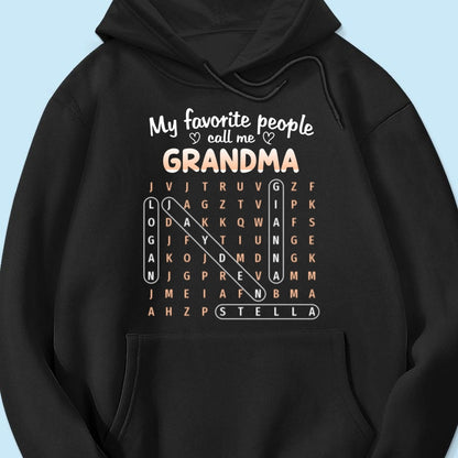 Favorite People Call Me Grandma Word Search Puzzle - Personalized Shirt - Mother's Day Gift For Grandma