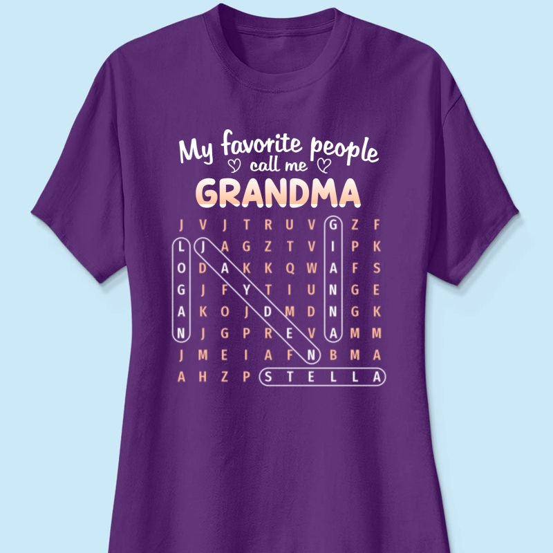 Favorite People Call Me Grandma Word Search Puzzle - Personalized Shirt - Mother's Day Gift For Grandma