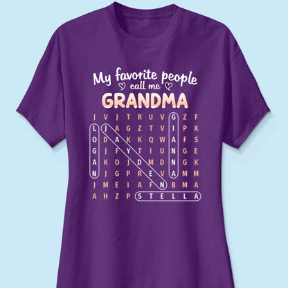 Favorite People Call Me Grandma Word Search Puzzle - Personalized Shirt - Mother's Day Gift For Grandma