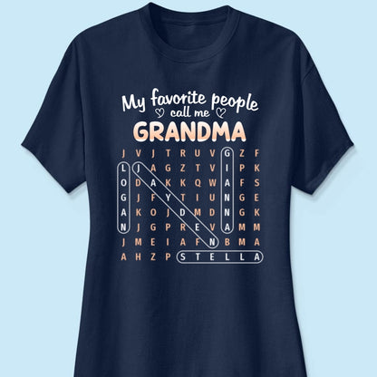Favorite People Call Me Grandma Word Search Puzzle - Personalized Shirt - Mother's Day Gift For Grandma