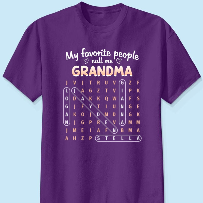 Favorite People Call Me Grandma Word Search Puzzle - Personalized Shirt - Mother's Day Gift For Grandma