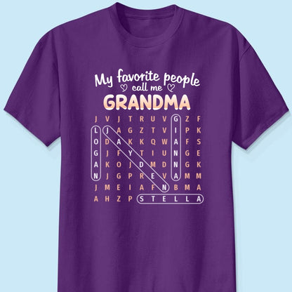 Favorite People Call Me Grandma Word Search Puzzle - Personalized Shirt - Mother's Day Gift For Grandma