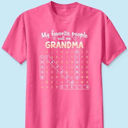 Favorite People Call Me Grandma Word Search Puzzle - Personalized Shirt - Mother's Day Gift For Grandma