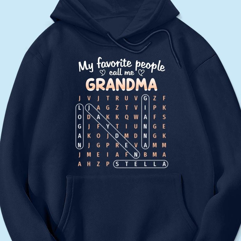 Favorite People Call Me Grandma Word Search Puzzle - Personalized Shirt - Mother's Day Gift For Grandma
