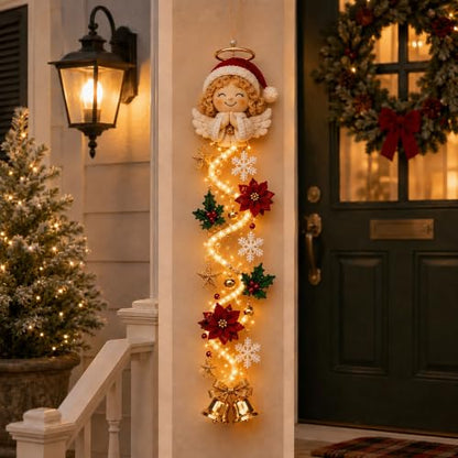 Glowing Christmas Door Hanger – Warm LED Holiday Wall Decor