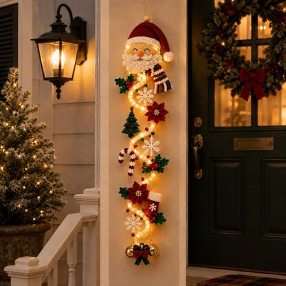 Glowing Christmas Door Hanger – Warm LED Holiday Wall Decor