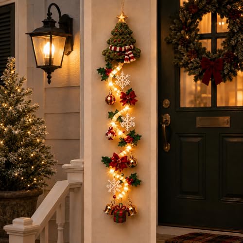 Glowing Christmas Door Hanger – Warm LED Holiday Wall Decor