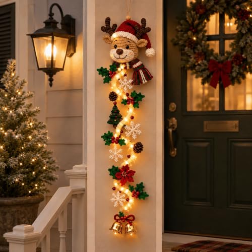 Glowing Christmas Door Hanger – Warm LED Holiday Wall Decor