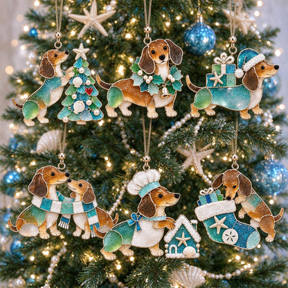 Coastal Dachshund Christmas Ornament – Sea Glass Dog Lover Decor | 2/$29.99 · 3/$39.99