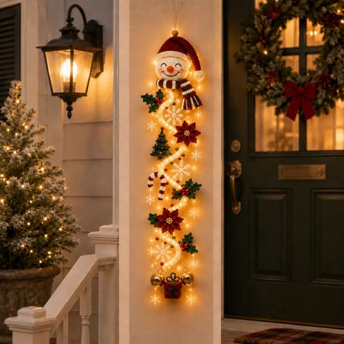 Glowing Christmas Door Hanger – Warm LED Holiday Wall Decor