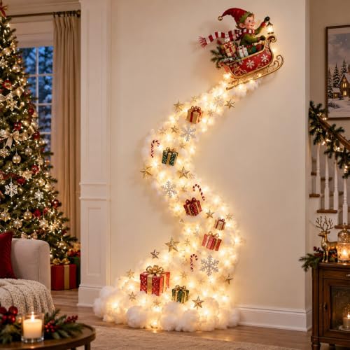 Christmas Magic Trail Wall Light – Warm White LED Holiday Wall Decor