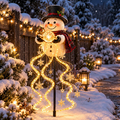 Snowman Magic Fountain Light – Solar LED Christmas Garden Decor