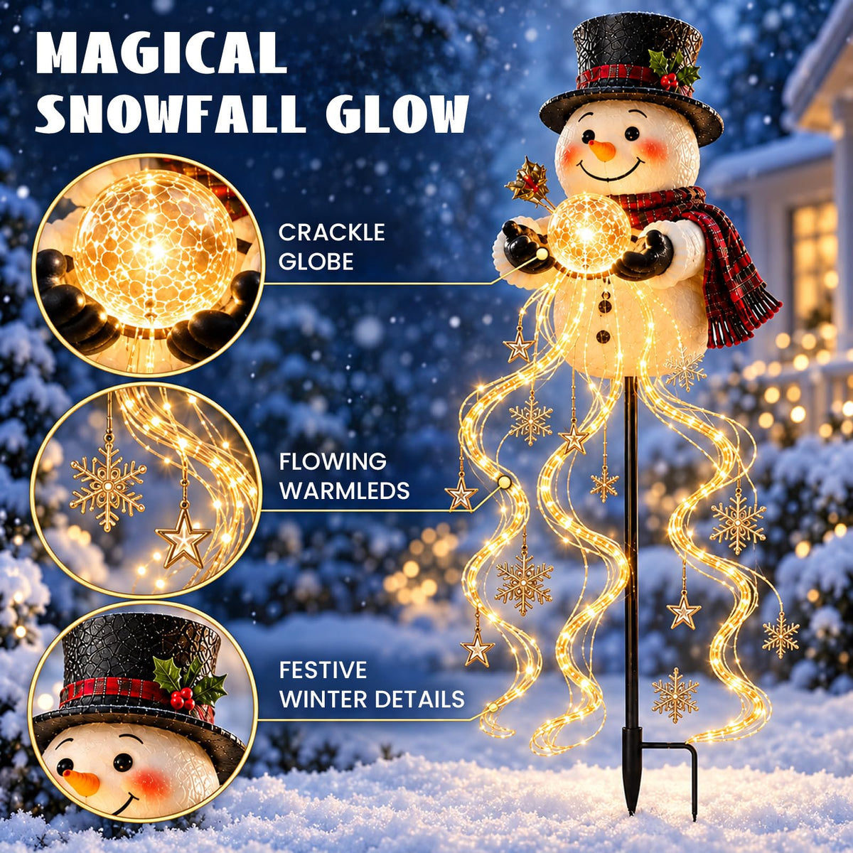 Snowman Magic Fountain Light – Solar LED Christmas Garden Decor