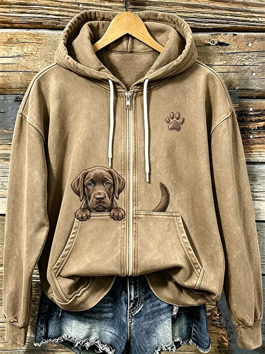 Women's Vintage Animal Print Hoodie