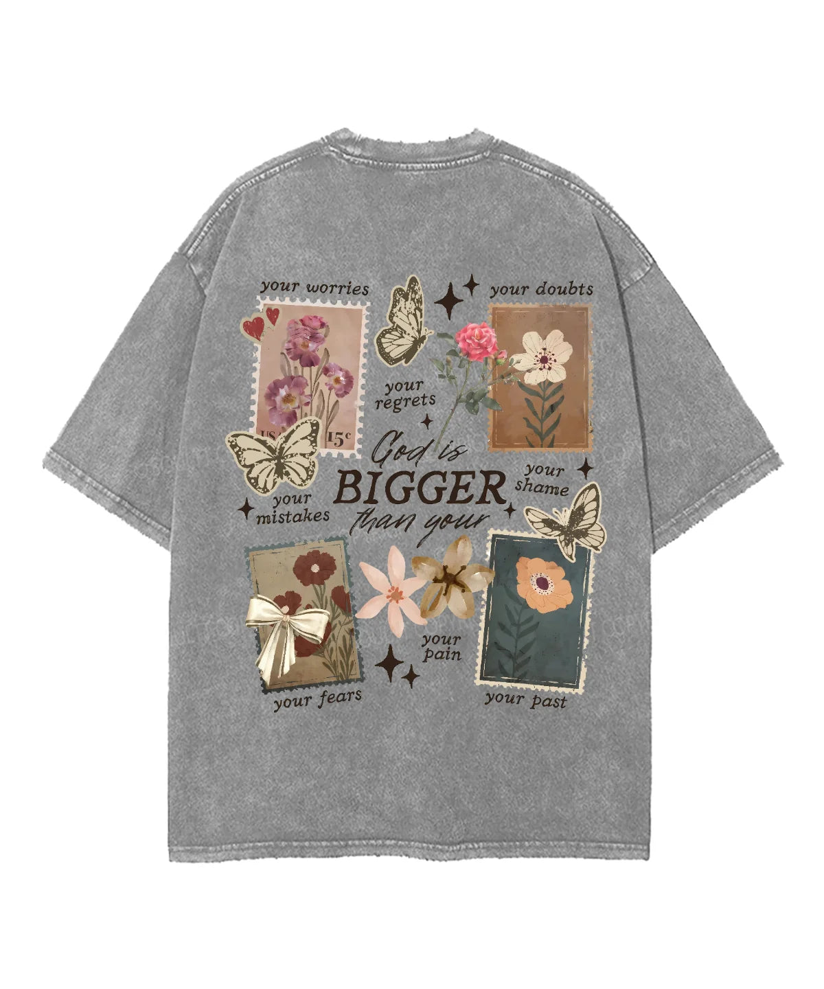 God Is Bigger Than Double Sided Unisex Washed Christian T-shirt