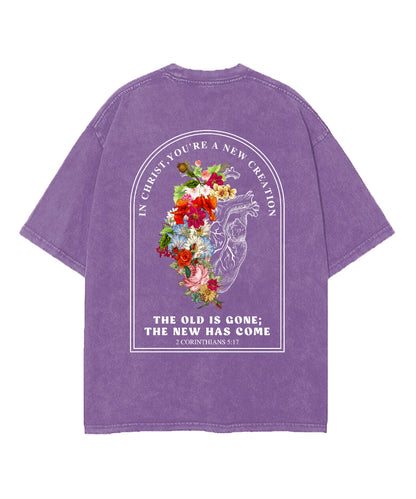You're A New Creation Double Sided Washed Christian T-shirt