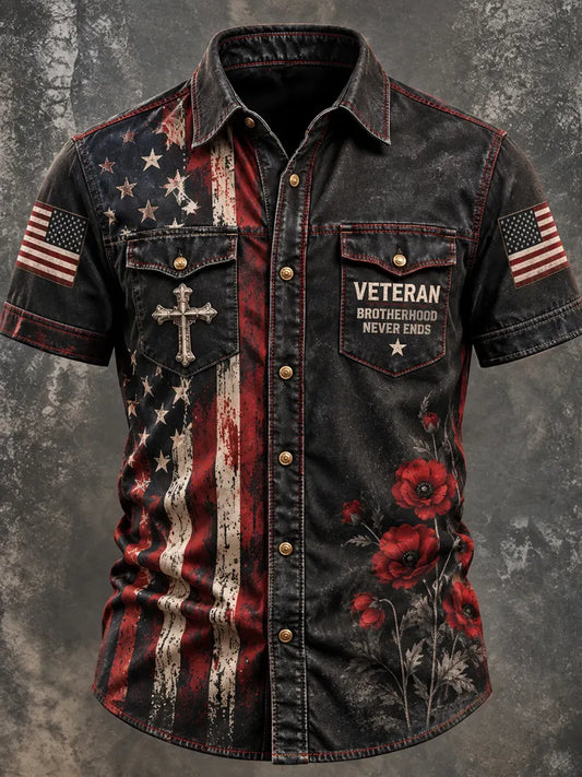 Men's Retro Veterans Day Art Print Shirt