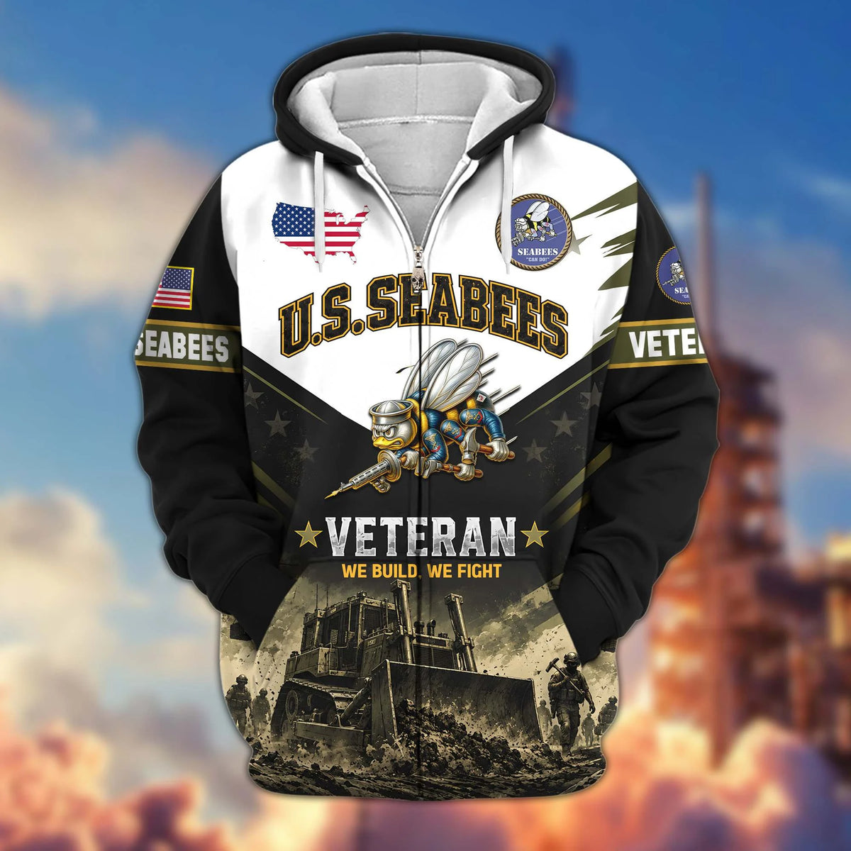 Premium US Veterans Zip Up Hoodie CPHN160912, Gifts For US Veterans, Gifts For Veterans Day.