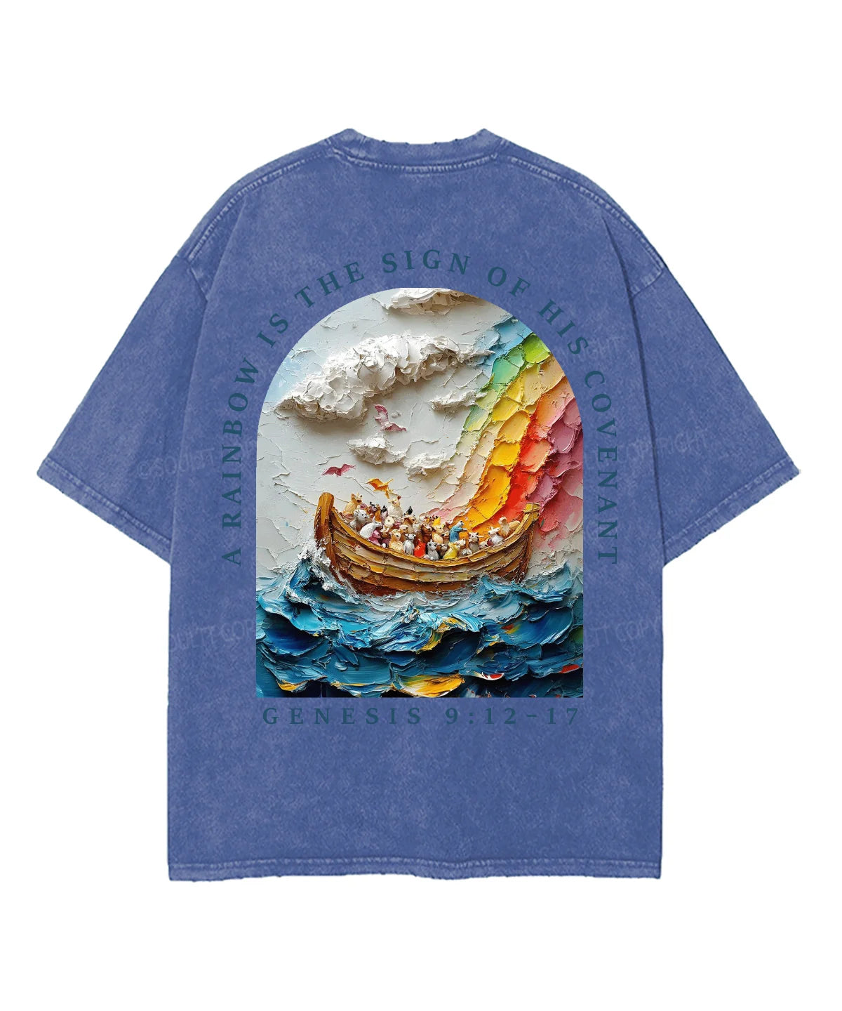 A Rainbow Is The Sign Double Sided Unisex Washed Christian T-shirt